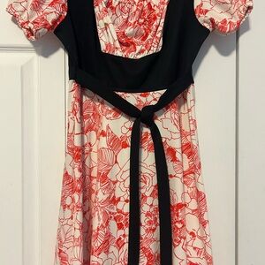 Vintage 1870’s Red & White floral dress